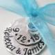 Something Blue Bridal Charm - Custom Wedding Charm - Hand Stamped Anniversary - Bride Charm - Bouquet Charm
