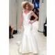Badgley Mischka FW14 Dress 9 - White Full Length V-Neck Fall 2014 Fit and Flare Badgley Mischka - Nonmiss One Wedding Store