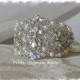Crystal Pearl Bridal Cuff Bracelet, Bridal Pearl Rhinestone Cuff, Jeweled Pearl Wedding Bracelet, Bridal Wedding Cuff Bracelet, No. 4065CB