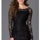 Short Long Sleeve Black Lace Sequin Hearts Homecoming Dress - Discount Evening Dresses 