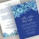 Paisley wedding invitation, paisley wedding invite, paisley wedding stationery, royal blue wedding invitation, royal blue, aqua, teal, Xenia