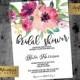 Floral Bridal Shower Invitation, Baby Shower, INSTANT DOWNLOAD Watercolor Flowers, Floral Invitation, birthday, DIY, Flower Invite, boho