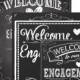 Welcome to our engagement party sign, custom engagement party chalkboard sign style; 4 styles & sizes, fill in names, engagement party decor
