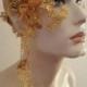 Flapper Goddess Gatsby Style Gold Sequin Lace Crystal Bridal Headband Headpiece Wedding Party Costume