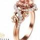 Morganite Engagement Ring 14K Rose Gold Morganite Ring Nature Inspired Jewelry