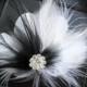 A BLACK & WHITE AFFAIR - feathered fascinator with rhinestone centerpiece, wedding accessory, bridal hairpiece, fascinator, hair clip