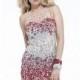 Ruby/Nude Jeweled Mesh Dress by Faviana - Color Your Classy Wardrobe