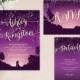 Purple starry night wedding invitation bundle  