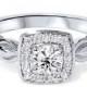 SI 1/2Ct Vintage Diamond Engagement Ring Cushion Halo Antique 14 Karat White Gold Size 4-9