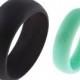 His & Hers Fit Ring - Flexible Silicone Wedding Band - FREE SHIPPING - Men's Space Black + Women's Aurora Blue - Perfect Gift