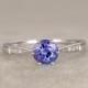 7mm Round 3A Tanzanite Engagement ring,Solitaire wedding band,14K White Gold,Gemstone Promise Bridal Ring,Blue Stone ring,6-Prongs set
