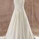 Charming A-Line  Train Satin Ivory Sleeveless Wedding Dress with Removable Train - Top Designer Wedding Online-Shop