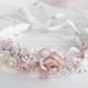 Pink blush floral crown, Bridal floral crown, bridal flower crown, floral crown,wedding flower crown,woodland wedding, bridal headband