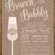 5 x 7 Printable Rustic BRUNCH & BUBBLY Bridal Shower Invitation. Bridal Shower Brunch. Champagne Brunch. Bridal Shower Invites. Chic Script.