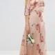 ASOS WEDDING One Shoulder Maxi Dress in Summer Rose Bouquet Print