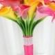 Tropical Wedding bouquet Bridal bouquet Real touch calla lily hot pink orange