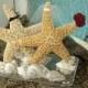 Coastal Wedding Decoration- Sugar Starfish Bride and Groom Alternative Cake Topper on clear base