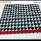 ON SALE NOW Houndstooth Table Linens- with red band- Houndstooth Table Runners, or Napkins, or Placemats,  Black and white,  Alabama,  Runne