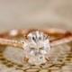 2 carat engagement ring. Rose Gold Engagement Ring.Rose gold Engagement ring Diamond.2 carat oval white Sapphire Ring