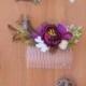 Bridal hair comb, Amaranth comb, Amaranth Flower hair comb for bride or bridesmaids, Rustic wedding, Boho wedding accessory, Country wedding