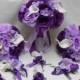 Wedding Silk Flower Bridal Bouquets Package Calla Lily Lavender Purple Eggplant Plum Lavender Bride Boutonnieres Corsages FREE SHIPPING