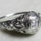 Art Deco Engagement Ring 1920's Engagement ring Art Deco Ring 18k White gold Diamond Engagement Ring 0.06ct Diamond Ring