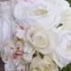 Bouquet of Silk Peonies and Roses Off White Natural Touch Flower Wedding Bride Bouquet - Almost Fresh