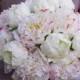 Wedding Natural Touch Blush Pink and White Peony Silk Flower Bride Bouquet - Almost Fresh