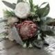 Lorraine II Bridesmaid, Soft Pink Protea with Australian Natives and Roses Romantic Silk Wedding Artificial Bridal Bouquet