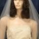 One Tier center gathered Bridal veil  fingertip length with plain cut raw edge
