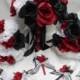 Wedding Bridal Bouquets Your Colors 18 pcs Package  Apple Red Black White Roses Toss Bridesmaids  Boutonniere Corsages FREE SHIPPING