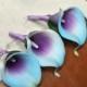 3 Boutonnieres Blue Purple Picasso calla Lily Boutonnieres Real Touch Flowers Silk Wedding Flowers Package