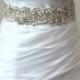 Gold Crystal & Pearl Wedding Belt, Bridal Sash, 13" of Rhinestones in Gold Settings - ALESSIA