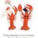 25 wedding lobster invitations,  rehearsal dinner,  crawfish invitations, nautical wedding, save the date lobster,  lobster boil invite