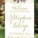 Printable Large Wedding Welcome Sign Reception Entrance Sign Purple Flower Gold Confetti The Carmel