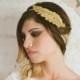 Grecian Goddess Gold Beaded Leaf Headband