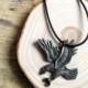 Eagle Necklace, Bird Necklace, Leather Necklace with Eagle Figure, Oxidized Eagle Necklace, Father's Day Gift, Gift For Him