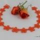 Collana arancione pizzo chiacchierino, Orange lace collar necklace, regalo per lei, jewelry tatting, collana girocollo, handmade in Italy