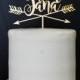 Personalized Modern Rustic Arrow Wedding Cake Topper 