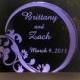 Floral  Contemporary  Wedding Cake Topper  - Engraved & Personalized - Light Extra