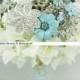 9 Inch Bridal Flower Wedding Jewelry Brooch Bouquet Bling Crystal Silk Flower Pearl Rhinestone made Blue Wedding -20