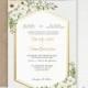 Watercolor Greenery Wedding Invitation - Ivory and greenery wedding invitation set - Printable Greenery Wedding Invitation Set