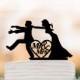 Mr and mrs Wedding Cake topper funny,   Bride and groom silhouette , cake decor,