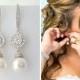 Ivory Pearl Wedding Earrings Crystal Bridal Pearl Drop Earrings Silver Swarovski Pearl Wedding Earrings Wedding Jewelry, Alena