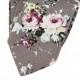 SALE Gray Floral Wedding Tie and Pocket Square Grey Pink Purple Floral Tie 2.5" Slim Cotton Necktie Grey Groomsmen Groomsman Neckties Groom