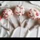 SET OF 5 Small ivory Coral rustic wedding BOUQUETS sola Flowers, Burlap Handle, Flower girl, Bridesmaid, roses vintage wedding custom