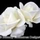 Wedding Hair Flowers, Bridal Hair Accessories, Fascinators, Headpiece - 2 Ivory Rose Flower Hair Clips
