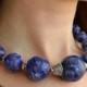 Blue necklace Beaded necklace Blue choker Large necklace Polymer clay necklace Chunky necklace Statement necklace Polymer clay jewelry .msn