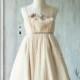 2017 Beige Junior Bridesmaid Dress, Ruched Flower Girl Dress, Spaghetti Strap Rosette dress, knee length (JK007)