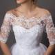 Off-Shoulder Wedding Bolero Jacket sleeves bridal lace TOP lace off-the-shoulder top bolero back fastening buttons lace top off shoulder